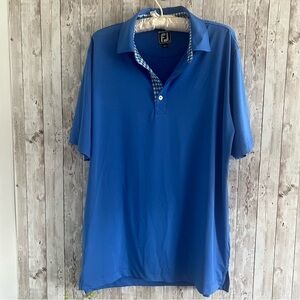 FootJoy Men's Blue Gingham Golf Polo Large